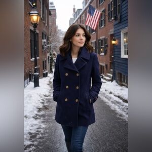 Lands' End Women's Classic Wool Blue Peacoat Size 6 Tall